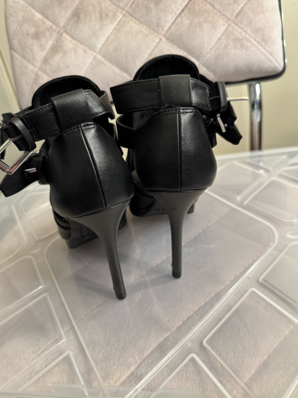 Brash Black Open-Toe Strappy Heels - Picture 3 of 5